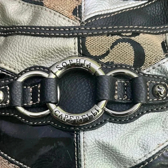 Sophia Caperelli Brown Patchwork Leather Bag with A Steve Madden Wristlet - Picture 3 of 15